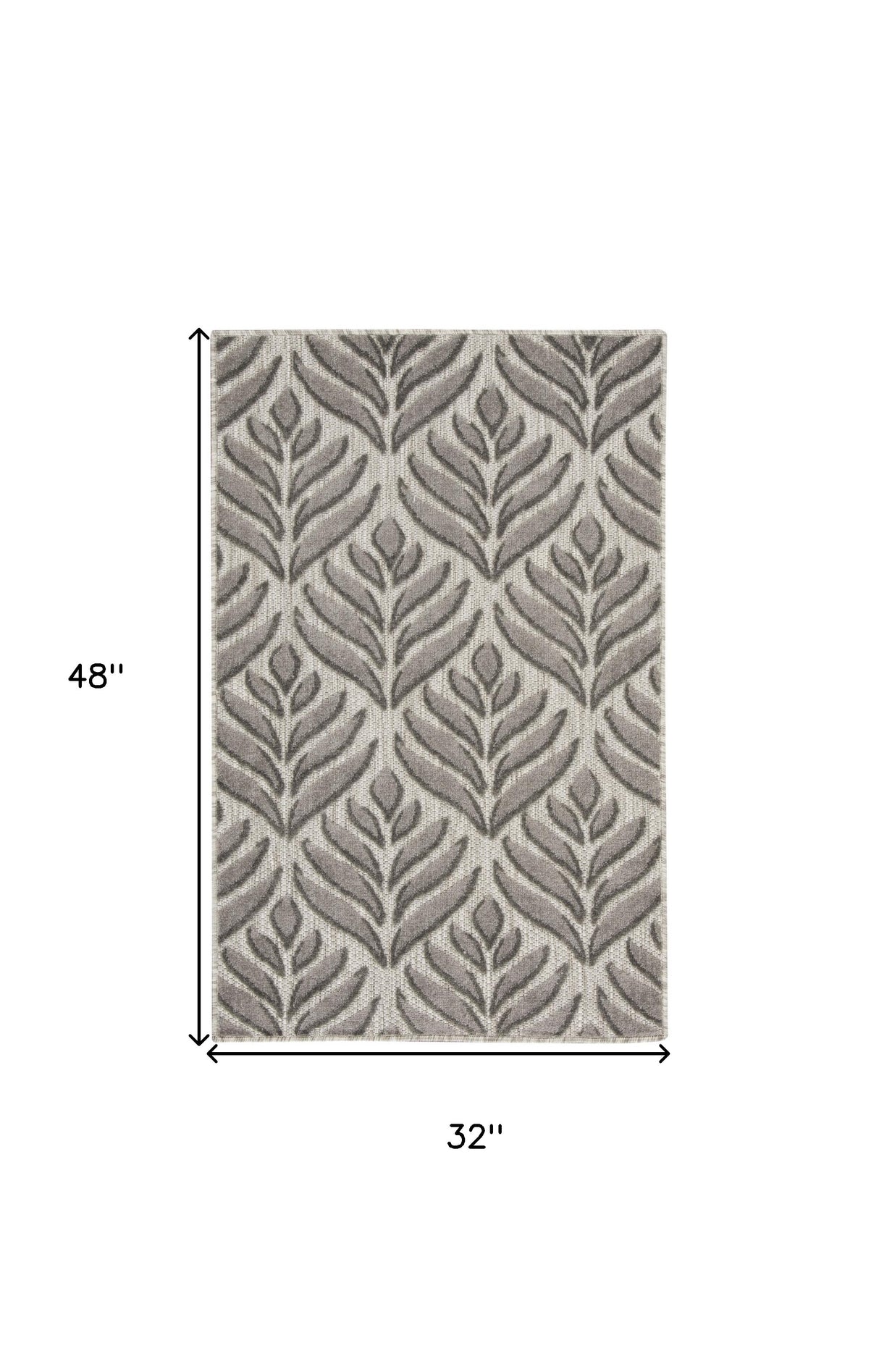 3' X 4' Charcoal Floral Indoor Outdoor Area Rug