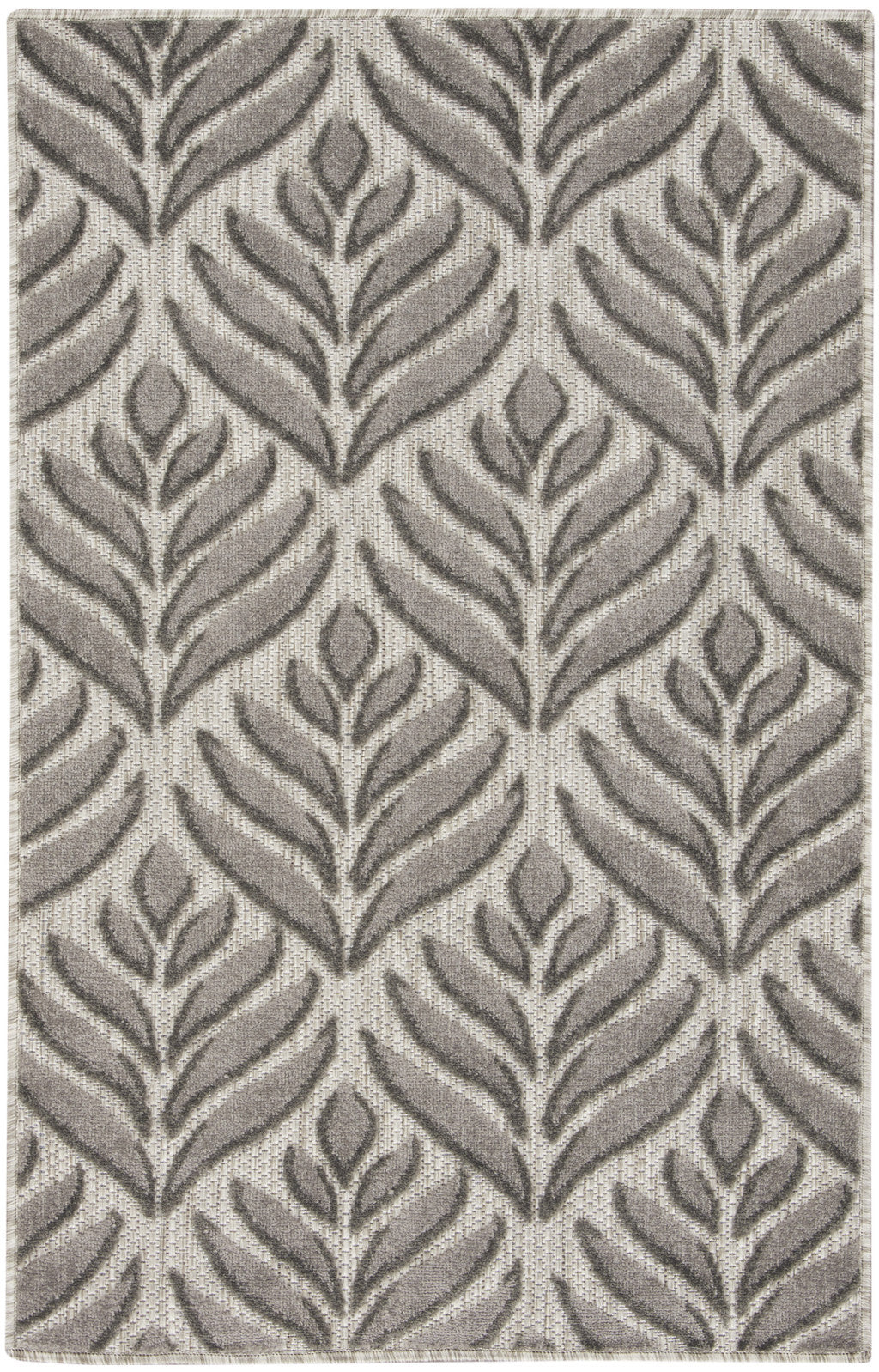 3' X 4' Charcoal Floral Indoor Outdoor Area Rug