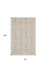 3' X 4' Gray and Ivory Floral Indoor Outdoor Area Rug