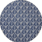 8' Blue Round Floral Indoor Outdoor Area Rug