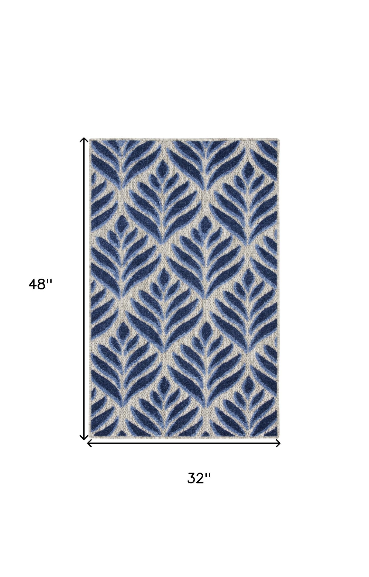 3' X 4' Blue Floral Indoor Outdoor Area Rug