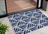 3' X 4' Blue Floral Indoor Outdoor Area Rug