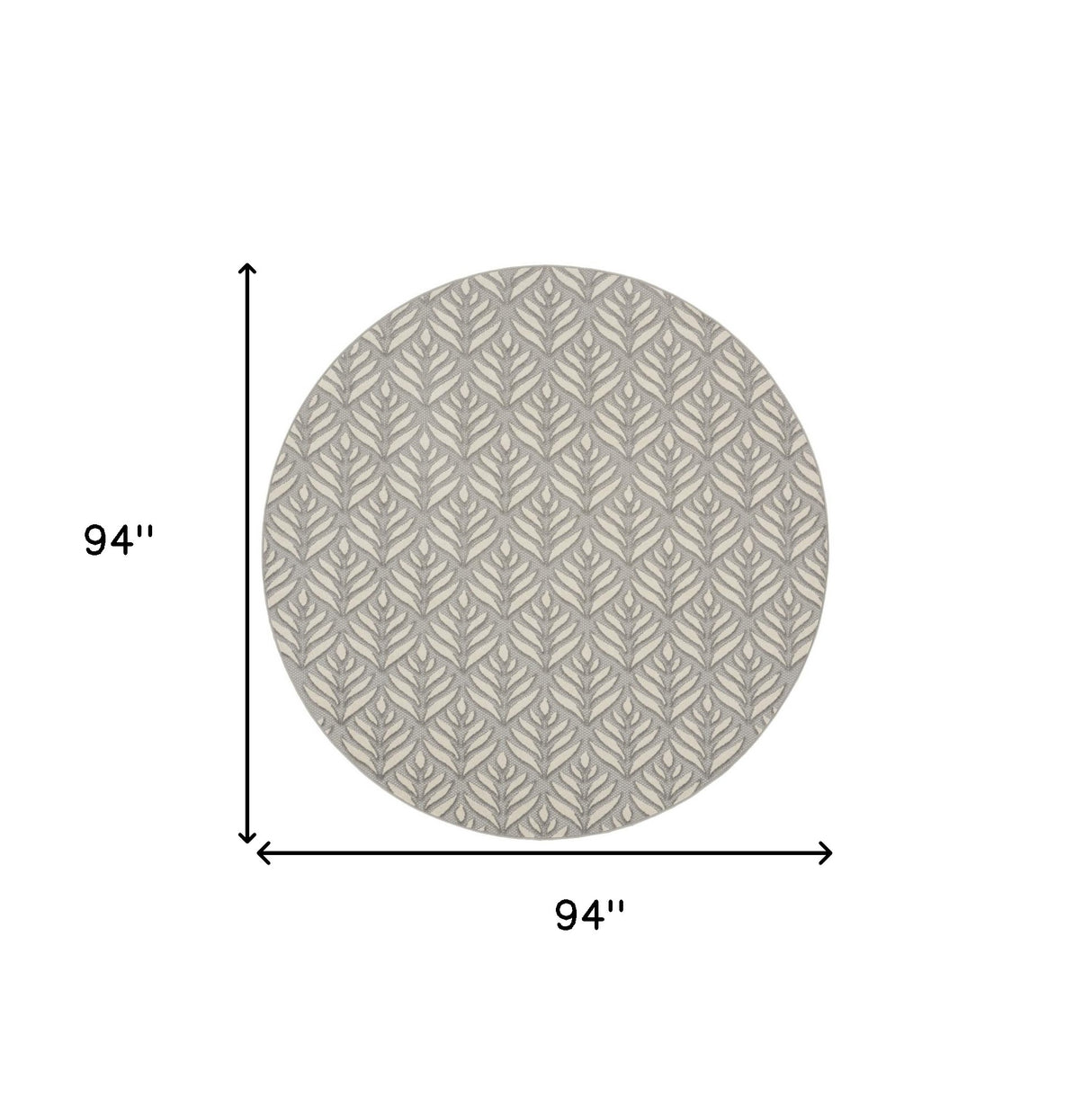 8' Gray Round Floral Indoor Outdoor Area Rug