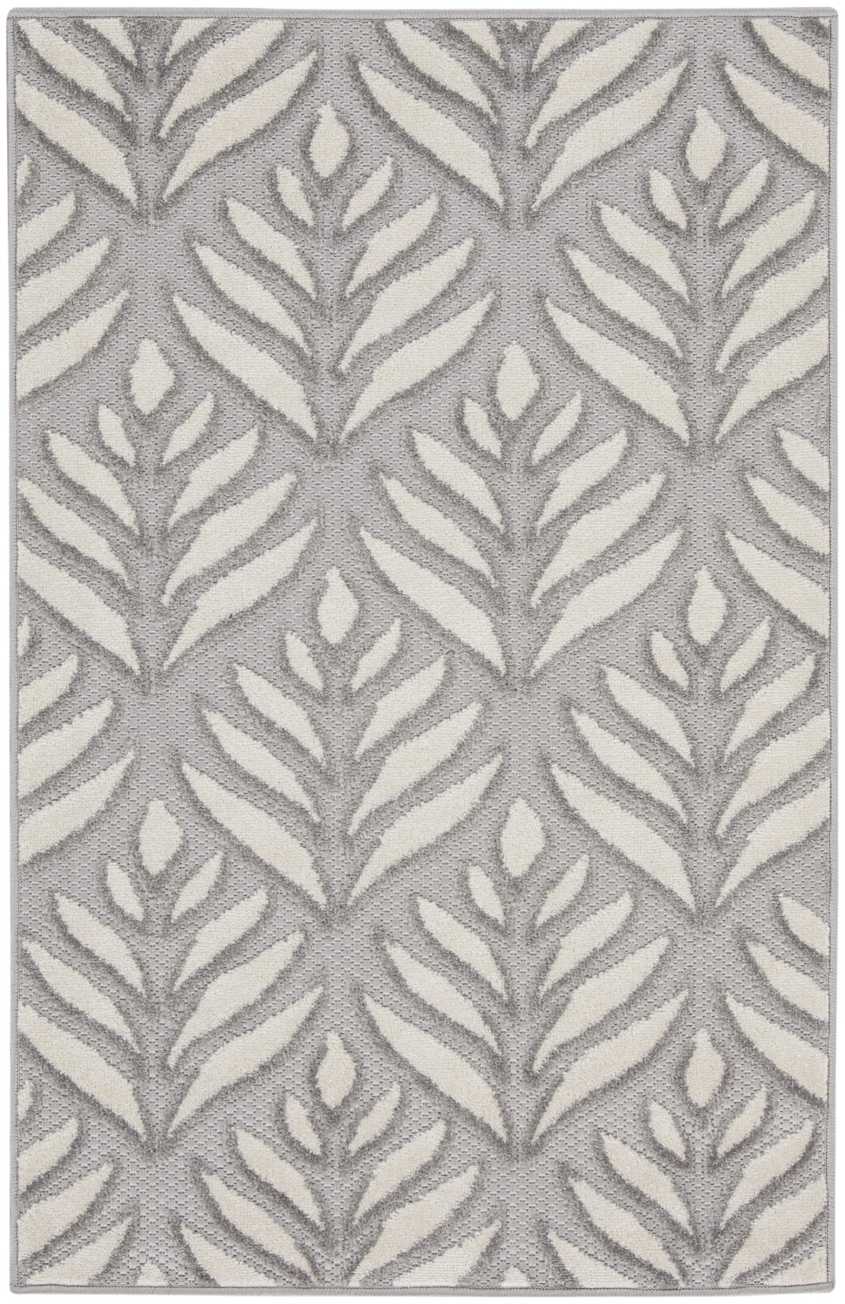 3' X 4' Gray Floral Indoor Outdoor Area Rug