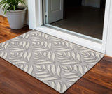 3' X 4' Gray Floral Indoor Outdoor Area Rug