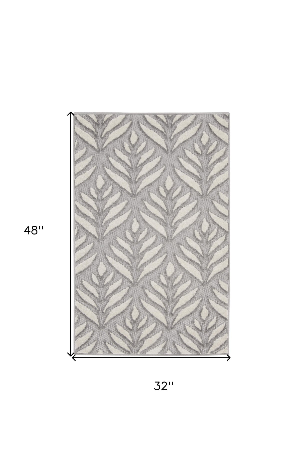 3' X 4' Gray Floral Indoor Outdoor Area Rug