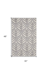 3' X 4' Gray Floral Indoor Outdoor Area Rug