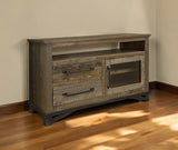 51" Brown Solid Wood Cabinet Enclosed Storage Distressed TV Stand