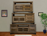 61" Brown Solid Wood Cabinet Enclosed Storage Distressed TV Stand