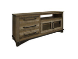 61" Brown Solid Wood Cabinet Enclosed Storage Distressed TV Stand