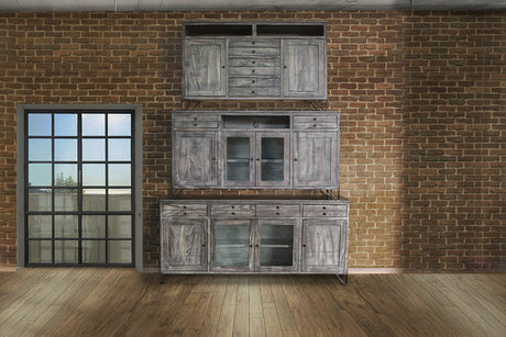 80" Gray Mango Solid Wood Enclosed Storage Distressed TV Stand