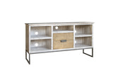 70" Light Gray Solid Wood Open shelving Distressed TV Stand