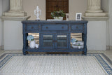 70" Blue Mango Solid Wood Open shelving Distressed TV Stand