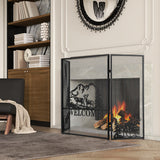 52 x 31 Inch Fireplace Screen-Black