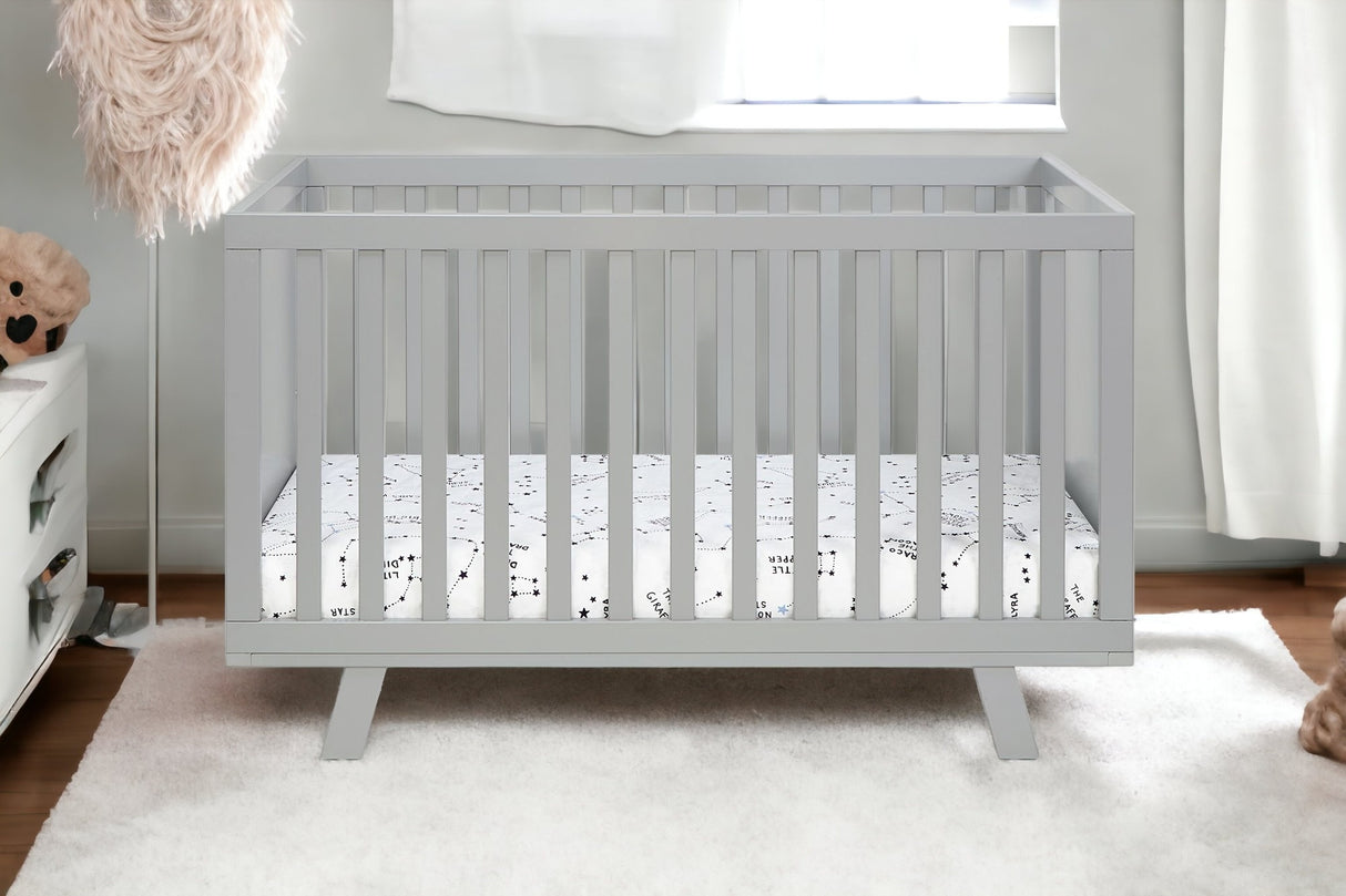 Light Gray Solid and Manufactured Wood Standard Three In One Convertible Crib