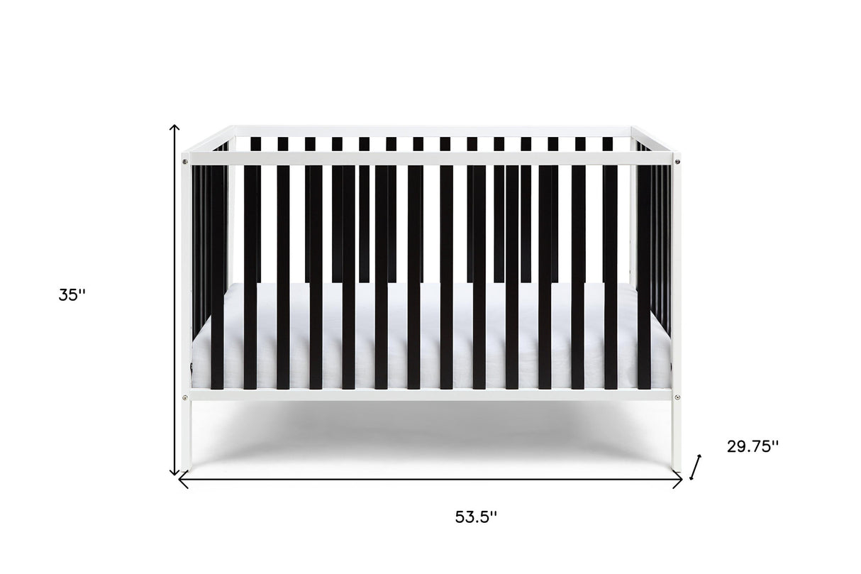 Black and White Solid and Manufactured Wood Standard Three In One Convertible Crib