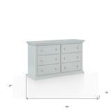 56" Gray Solid and Manufactured Wood Six Drawer Double Dresser