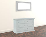 56" Gray Solid and Manufactured Wood Six Drawer Double Dresser