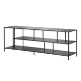 70" Black Metal Open shelving TV Stand