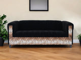 72" Black Velvet Sofa