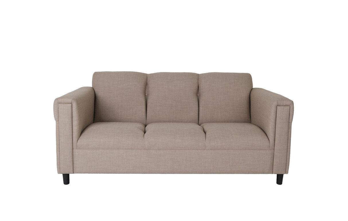72" Beige Polyester Sofa With Black Legs