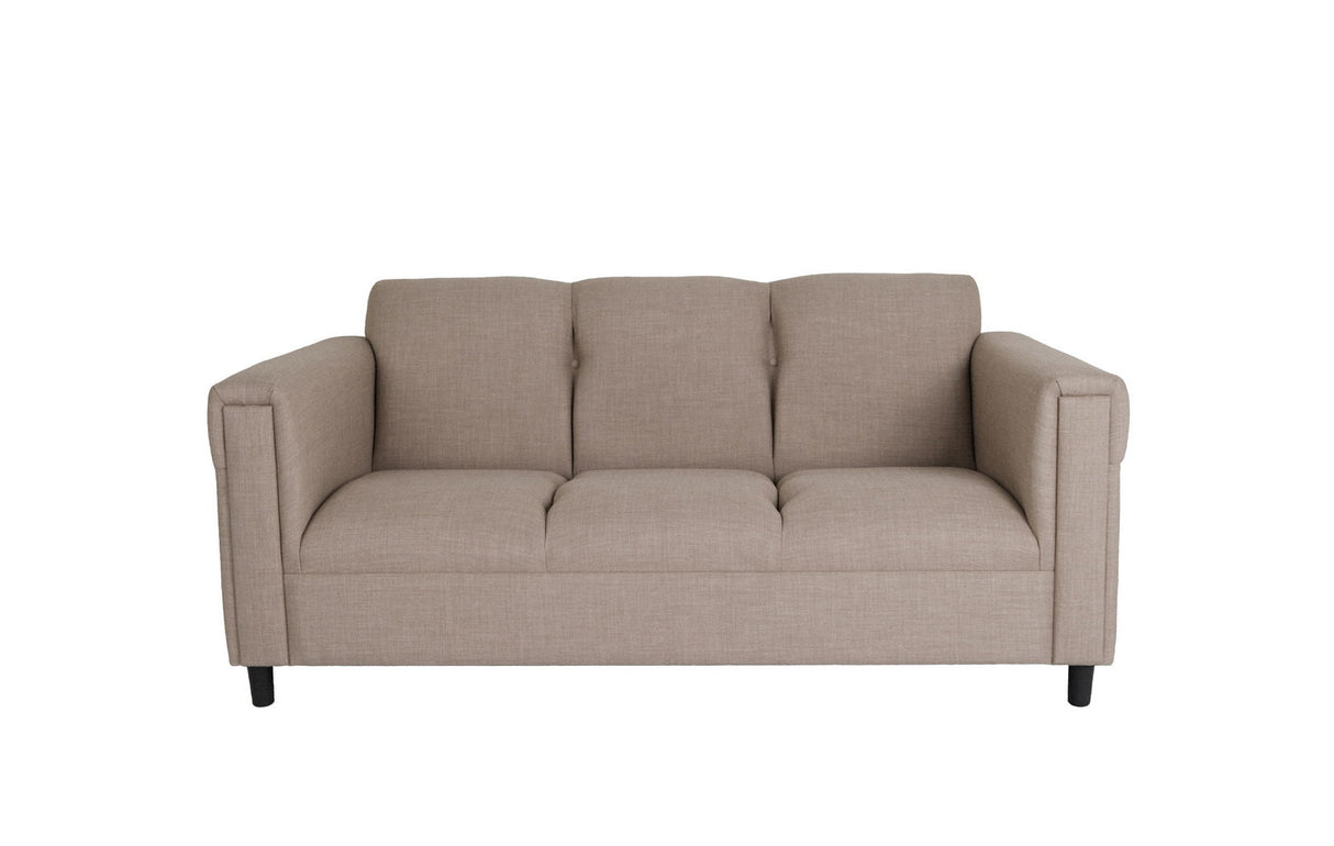 72" Beige Polyester Sofa With Black Legs