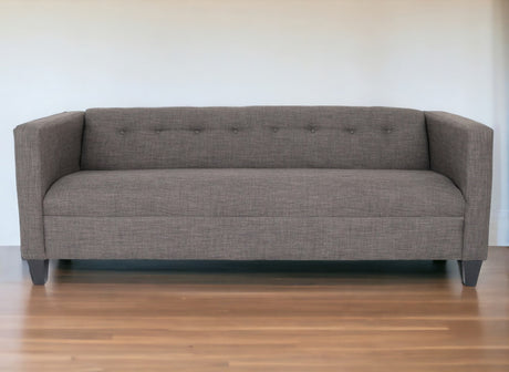 80" Charcoal Polyester Sofa With Black Legs