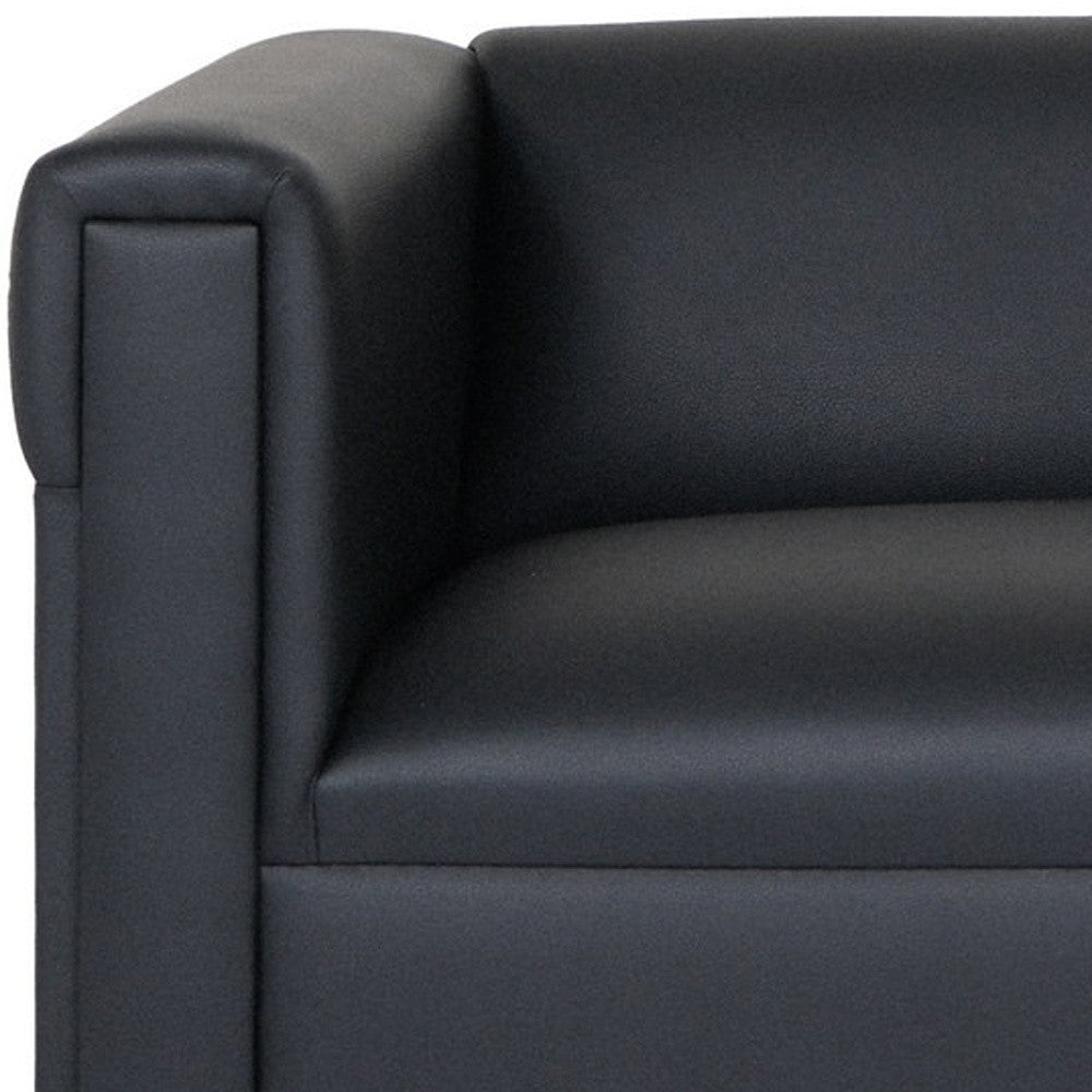 54" Black Faux Leather Loveseat