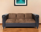 72" Brown Chenille Sofa With Black Legs