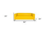 84" Yellow Faux Leather Sofa With Black Legs