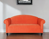 92" Orange Velvet Sofa With Black Legs