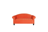 92" Orange Velvet Sofa With Black Legs