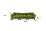 126" Moss Green Polyester Sofa With Black Legs