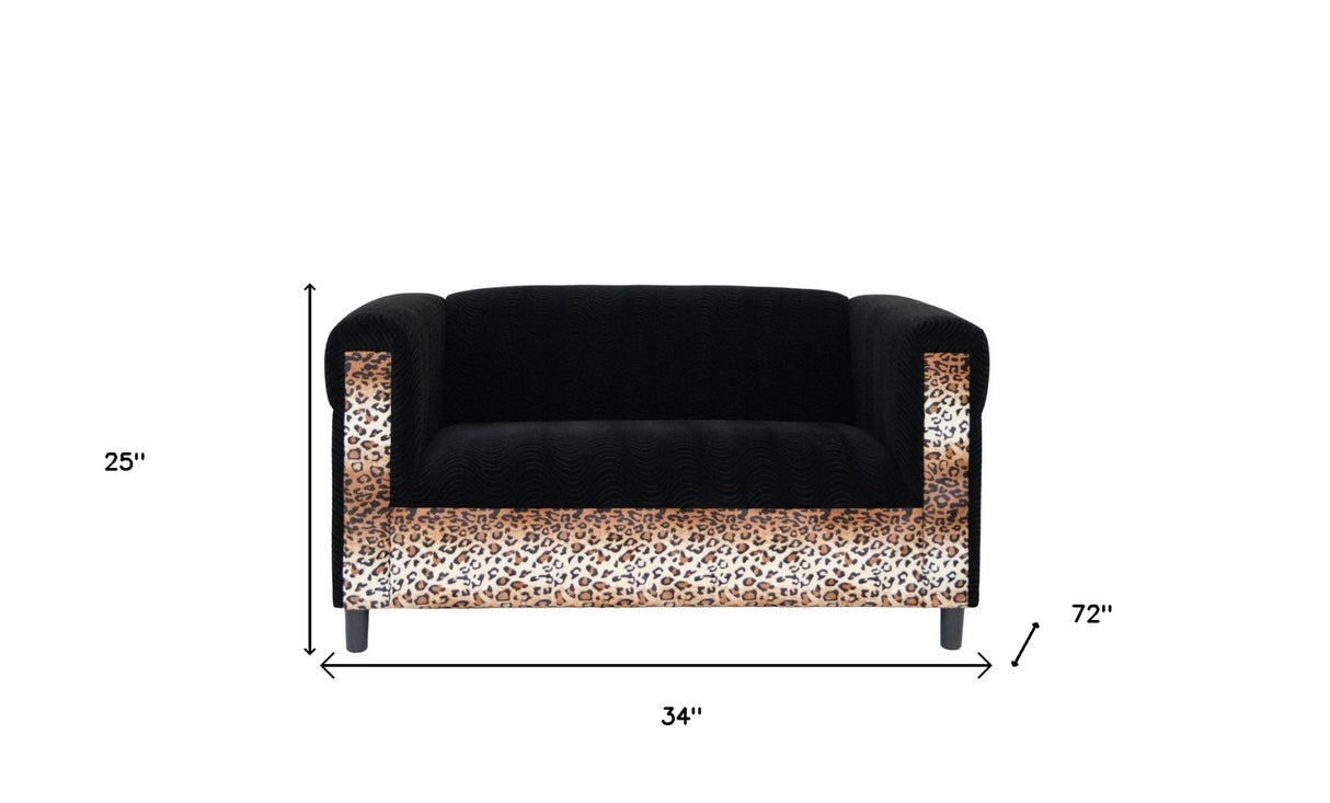 72" Dark Brown And Black Microsuede Loveseat