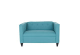 50" Teal Blue And Dark Brown Loveseat