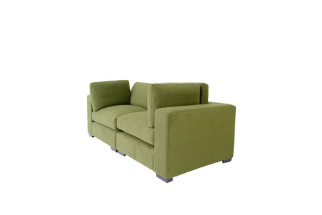 84" Forest Green And Dark Brown Loveseat