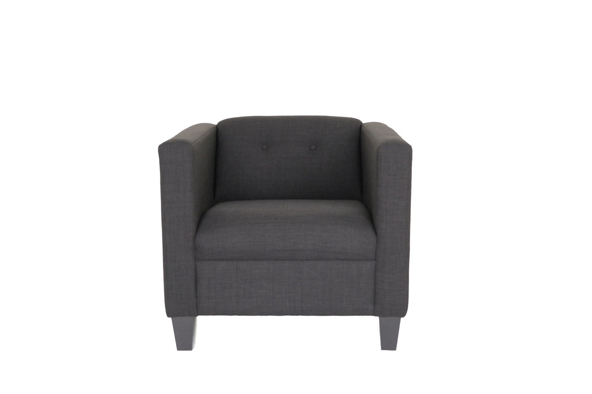 30" Dark Gray Upholstered Tufted Arm Chair