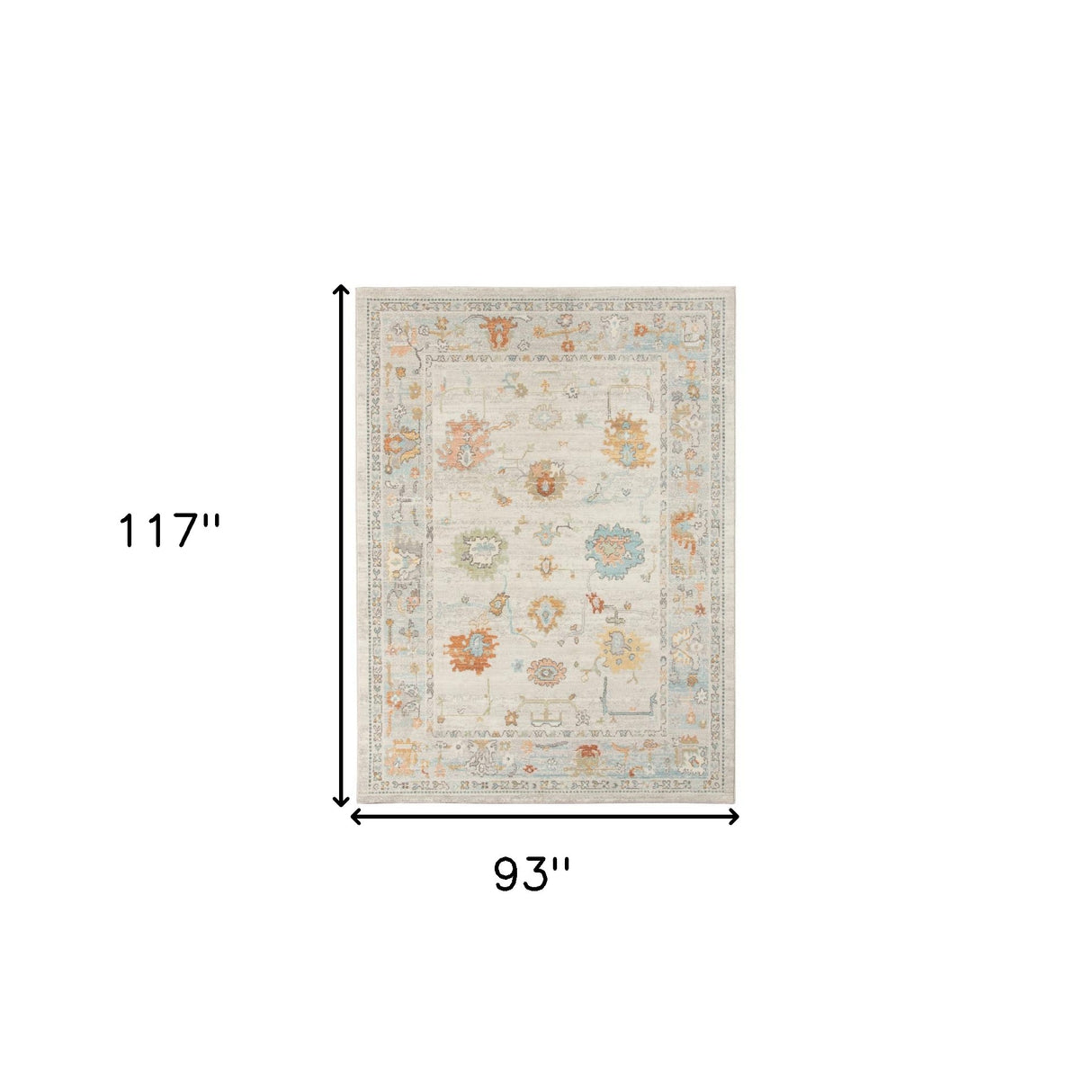 5' X 7' Gray and Orange Floral Stain Resistant Indoor Outdoor Area Rug