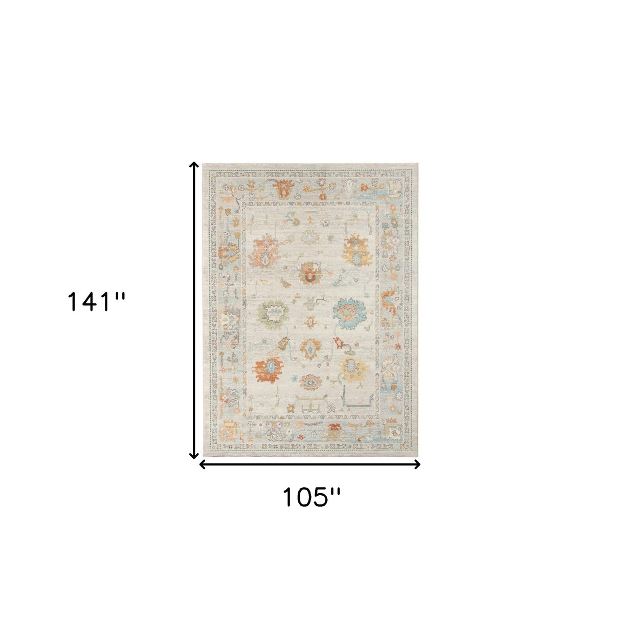 5' X 7' Gray and Orange Floral Stain Resistant Indoor Outdoor Area Rug