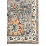 9' X 12' Blue and Orange Floral Stain Resistant Indoor Outdoor Area Rug