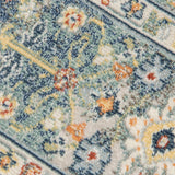 9' X 12' Blue and Orange Floral Medallion Stain Resistant Indoor Outdoor Area Rug