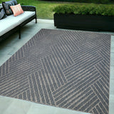 6' X 9' Gray and Blue Geometric Stain Resistant Indoor Outdoor Area Rug