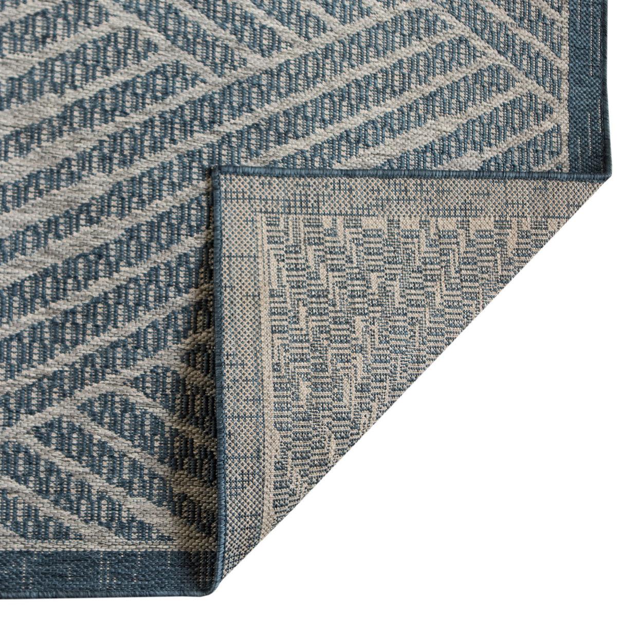 6' X 9' Gray and Blue Geometric Stain Resistant Indoor Outdoor Area Rug