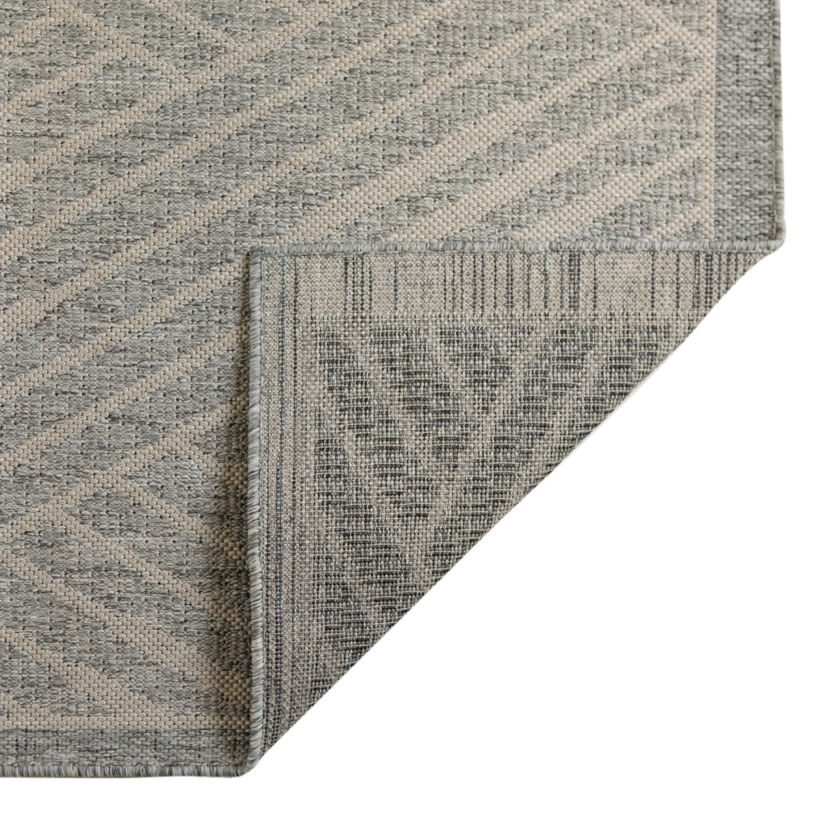 6' X 9' Gray and Blue Geometric Stain Resistant Indoor Outdoor Area Rug