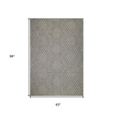 6' X 9' Gray and Blue Geometric Stain Resistant Indoor Outdoor Area Rug