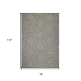 6' X 9' Gray and Blue Geometric Stain Resistant Indoor Outdoor Area Rug