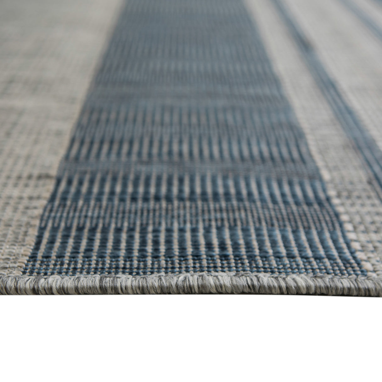 9' X 12' Blue and Gray Striped Stain Resistant Indoor Outdoor Area Rug