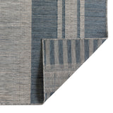 9' X 12' Blue and Gray Striped Stain Resistant Indoor Outdoor Area Rug