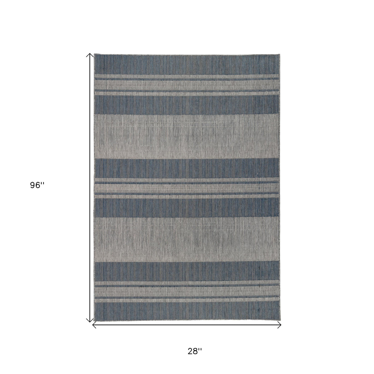 9' X 12' Blue and Gray Striped Stain Resistant Indoor Outdoor Area Rug