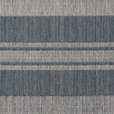 9' X 12' Blue and Gray Striped Stain Resistant Indoor Outdoor Area Rug